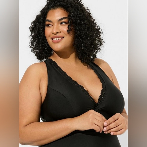 Torrid Wireless Mid Lace Trimmed Swim Dress With Brief 2X Mesh Lining UPF 50+ - Picture 3 of 12